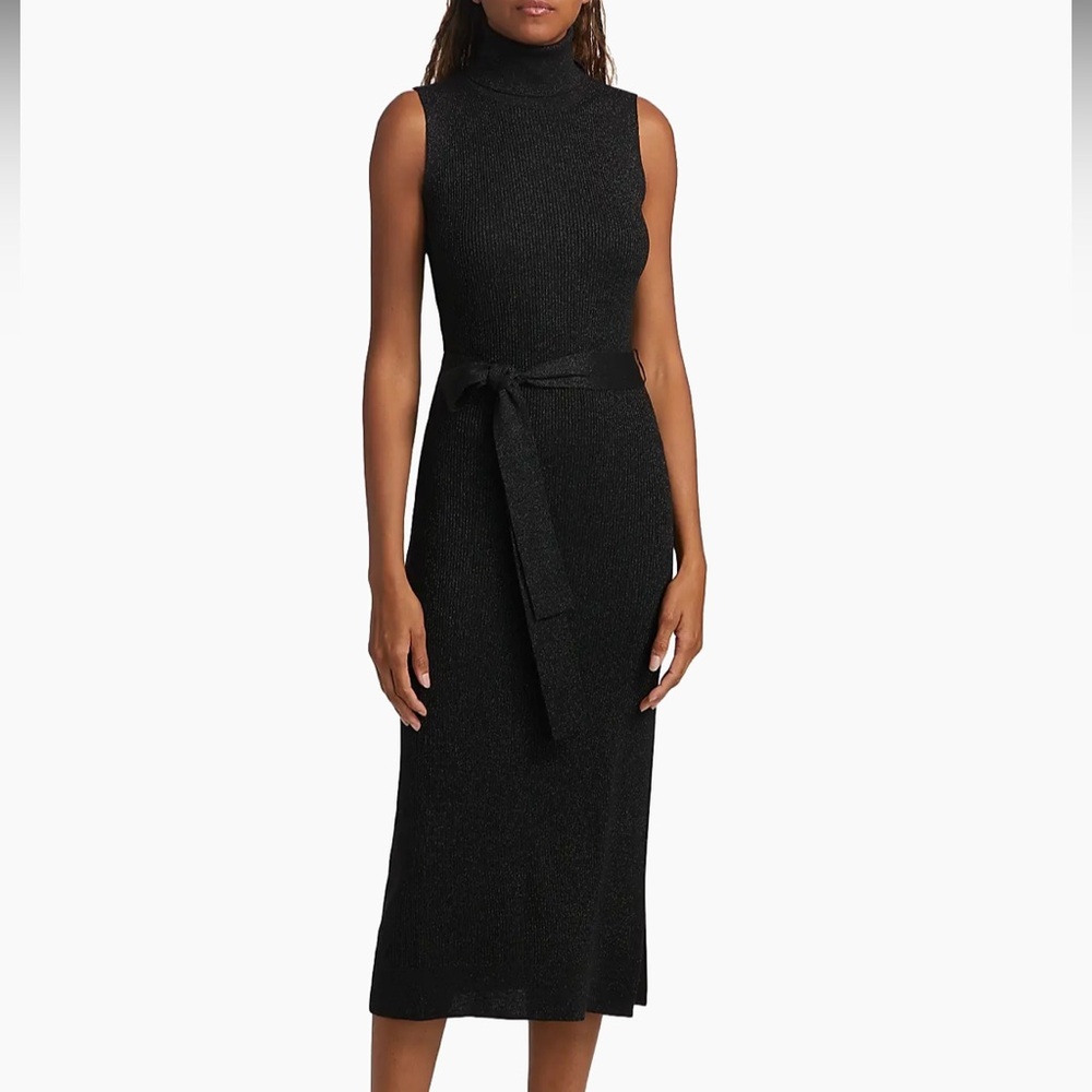 PAIGE Sparkling Black Sleeveless Midi Dress